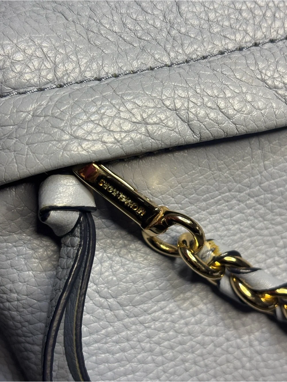 Michael Kors Slater Medium Pebbled Leather Backpack in a pale blue with dust bag